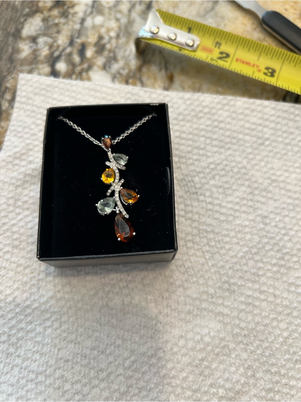 Avon Spice Market Silver Teardrop Multi-Gem Necklace